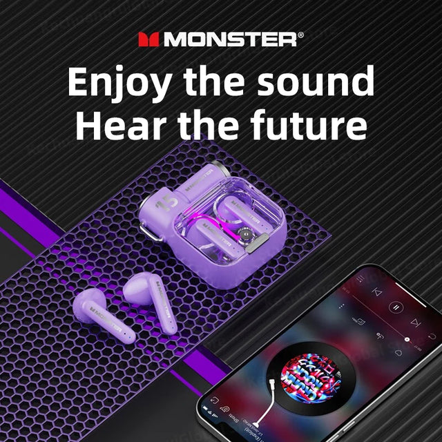 Original MONSTER・モンスター Bluetooth 5.3ワイヤレスヘッドセット、オリジナルゲーミングイヤホン、RGBカバー、低遅延、オリジナル