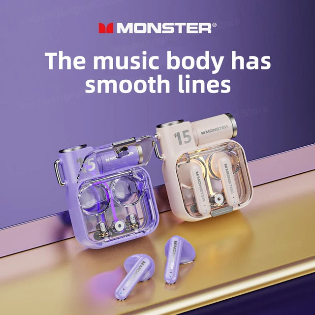 Original MONSTER・モンスター Bluetooth 5.3ワイヤレスヘッドセット、オリジナルゲーミングイヤホン、RGBカバー、低遅延、オリジナル