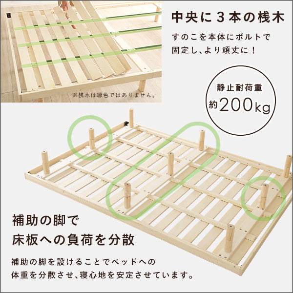 Hygge Double Bed・北欧インテリア　天然木すのこベッド　ダブル【ヒュッゲ】