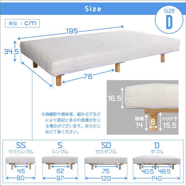 Unite Doux・新発想で搬入も組立カンタン！やわらかな寝心地 脚付きロールマットレス（ポケットコイルスプリング)【ユニテ・ドゥ】ダブルサイズ - DEGUTI