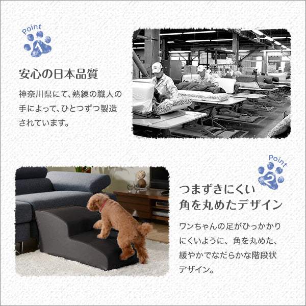 Lones・日本製ドッグステップPVCレザー、犬用階段4段タイプ【レーニス】 - DEGUTI