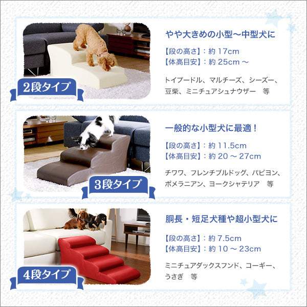 Lones・日本製ドッグステップPVCレザー、犬用階段4段タイプ【レーニス】 - DEGUTI